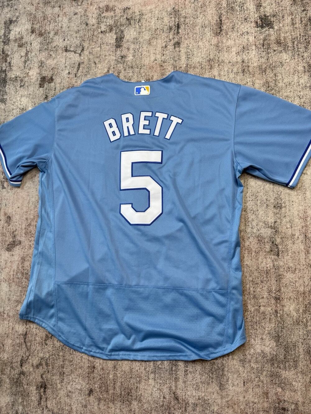 MLB Majestic Kansas City Royals George Brett Blue Jersey 48/L Embroidered